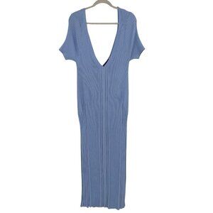 En Saison Women's Size XL Blue Rib Knit Midi Dress